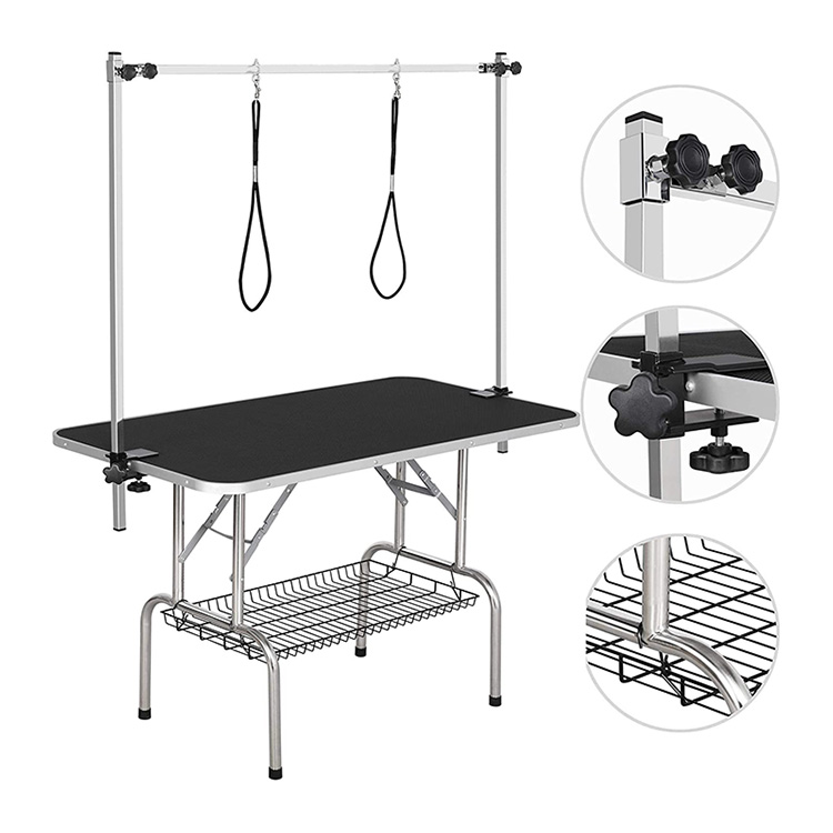 46'' black Grooming Table with Four Clamps